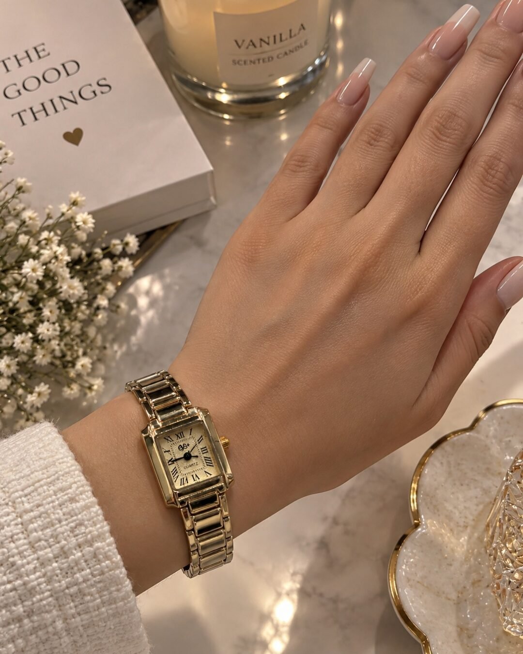 Gold Rectangular Watch