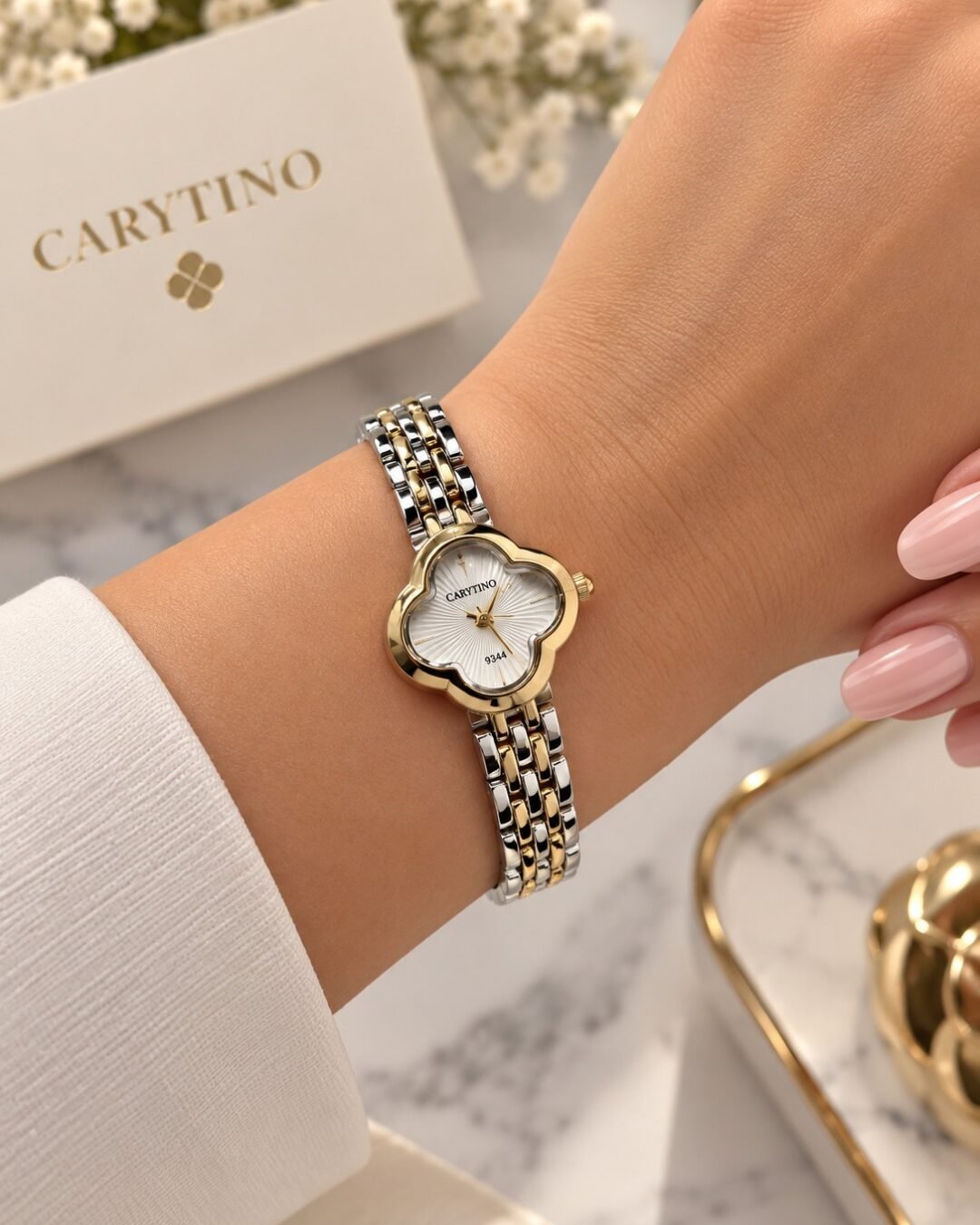 Silver & Gold Clover Watch